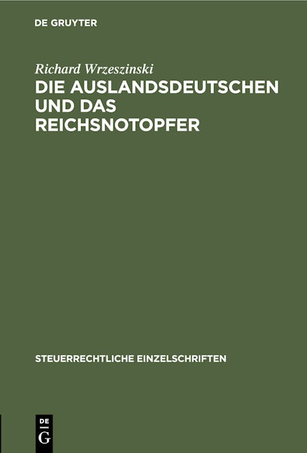 Die Auslandsdeutschen und das Reichsnotopfer