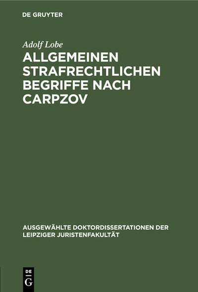 Allgemeinen strafrechtlichen Begriffe nach Carpzov