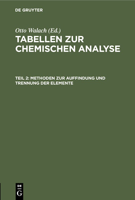 Methoden zur Auffindung und Trennung der Elemente