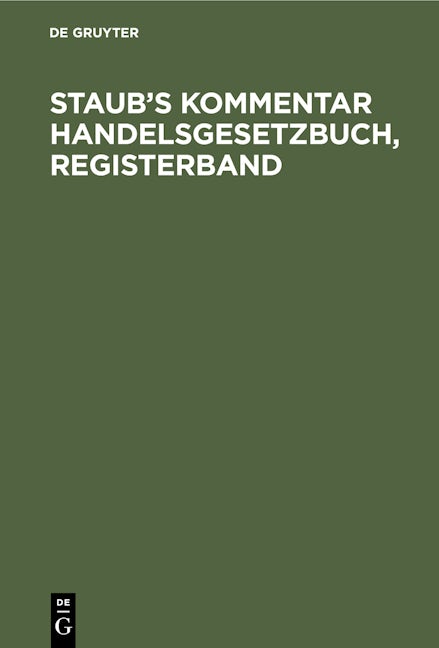 Staub’s Kommentar Handelsgesetzbuch, Registerband