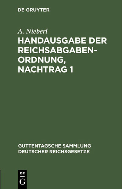 Handausgabe der Reichsabgabenordnung, Nachtrag 1