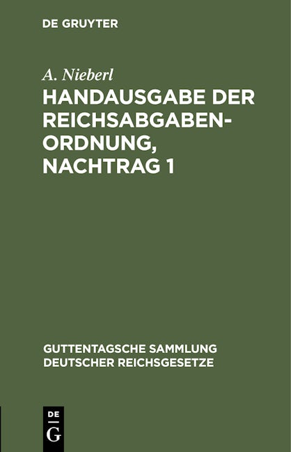 Handausgabe der Reichsabgabenordnung, Nachtrag 1