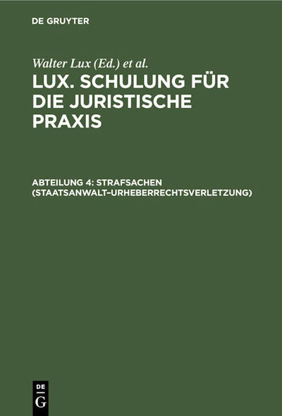 Strafsachen (Staatsanwalt–Urheberrechtsverletzung)