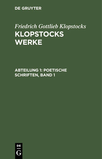 Poetische Schriften, Band 1