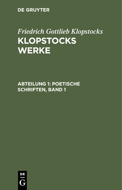 Poetische Schriften, Band 1