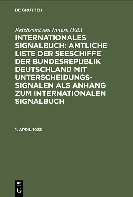 Book cover image for 1. April 1923 ISBN: 9783112453919