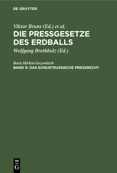 Das sowjetrussische Preßrecht