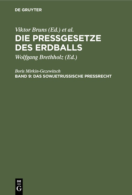 Das sowjetrussische Preßrecht