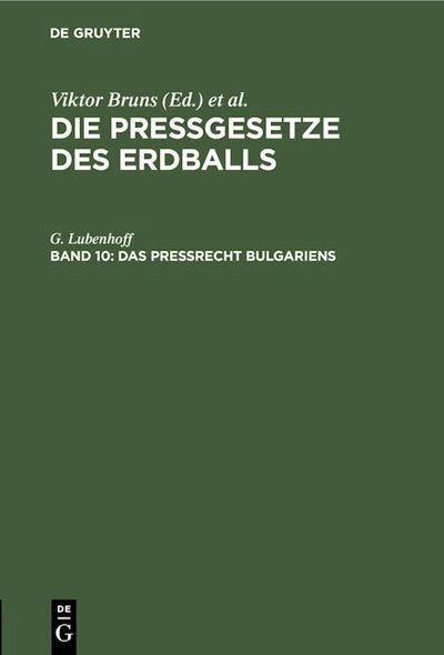Das Preßrecht Bulgariens