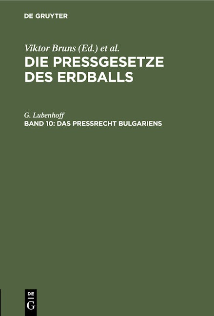 Das Preßrecht Bulgariens