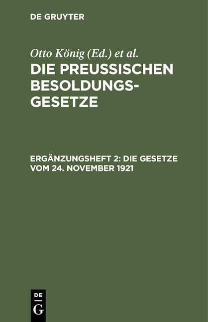 Die Gesetze vom 24. November 1921