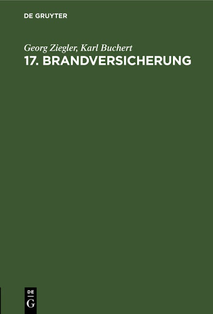 Book cover image for 17. Brandversicherung ISBN: 9783112458433