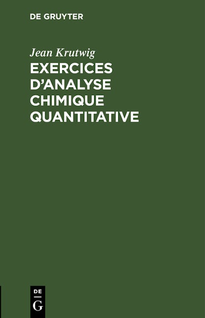 Exercices d’analyse chimique quantitative