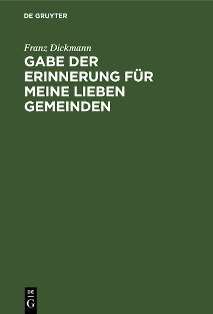 Gabe der Erinnerung für meine lieben Gemeinden