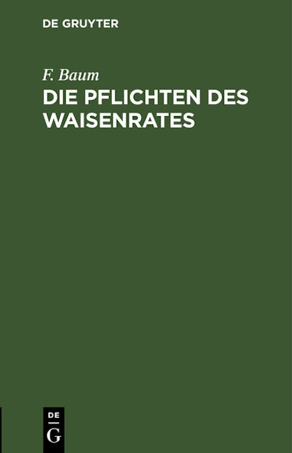 Die Pflichten des Waisenrates