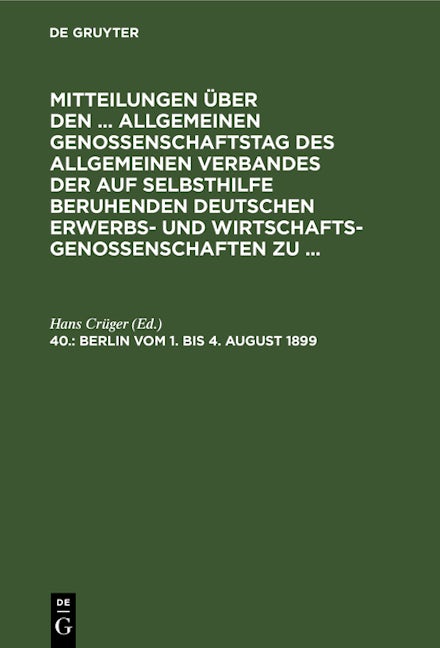 Berlin, vom 1. bis 4. August 1899