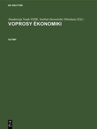 Voprosy ėkonomiki. 10/1981