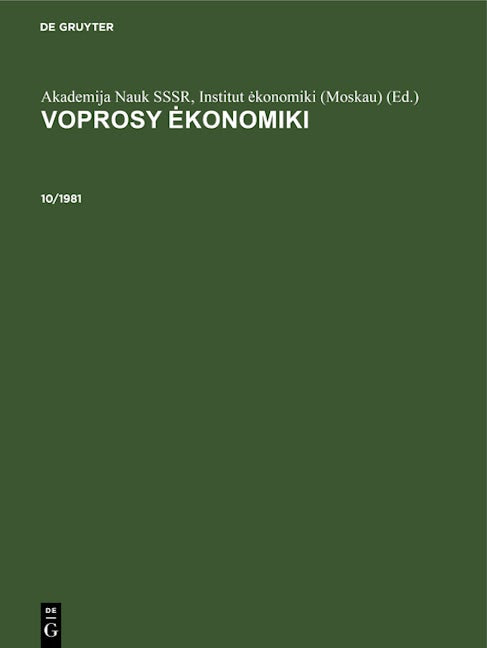 Voprosy ėkonomiki. 10/1981
