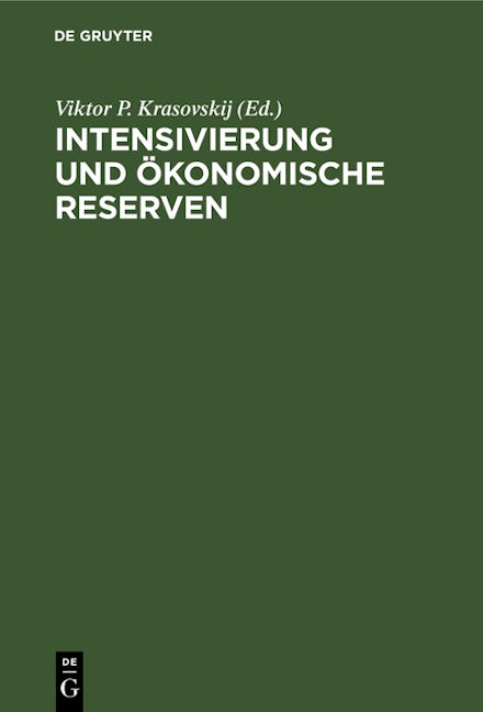 Intensivierung und ökonomische Reserven