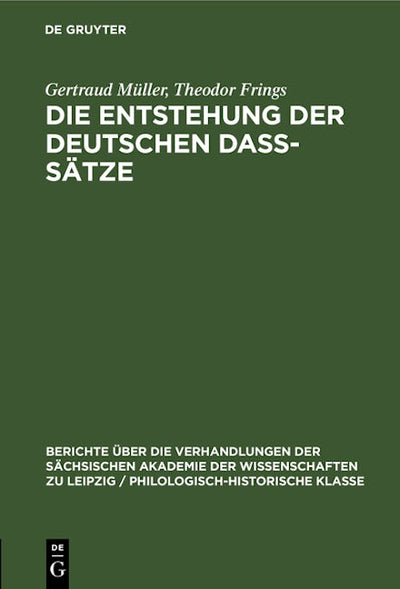 Die Entstehung der deutschen daß-Sätze