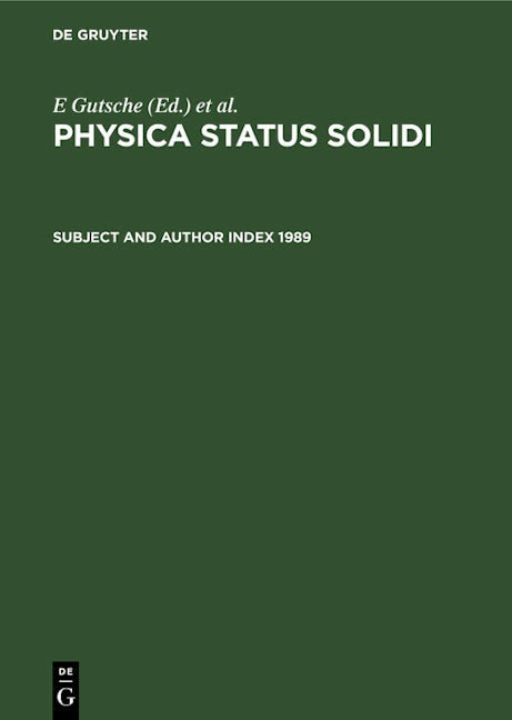 Subject and Author Index 1989