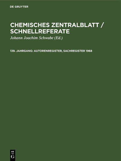 Autorenregister, Sachregister 1968