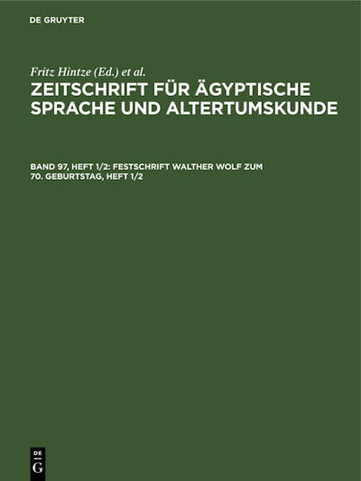 Festschrift Walther Wolf zum 70. Geburtstag, Heft 1/2