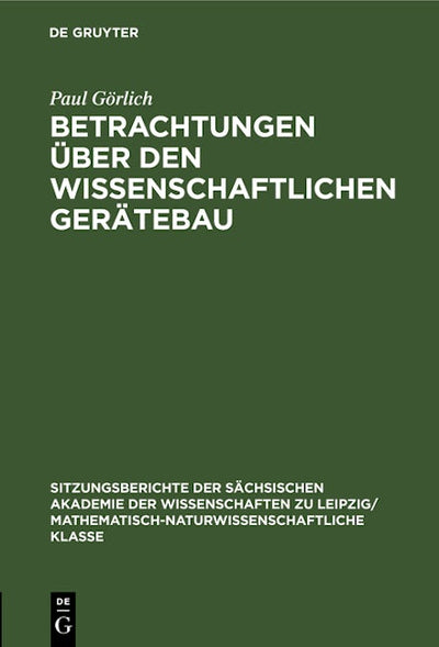 Betrachtungen über den wissenschaftlichen Gerätebau