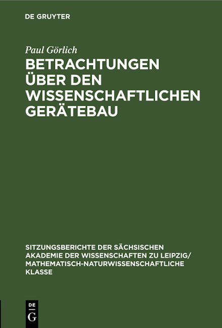 Betrachtungen über den wissenschaftlichen Gerätebau