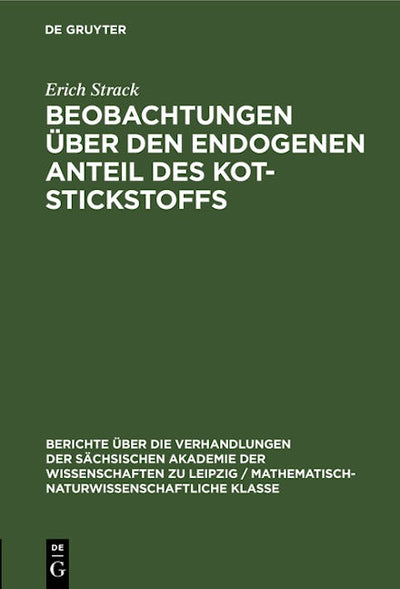 Beobachtungen über den endogenen Anteil des Kot-Stickstoffs