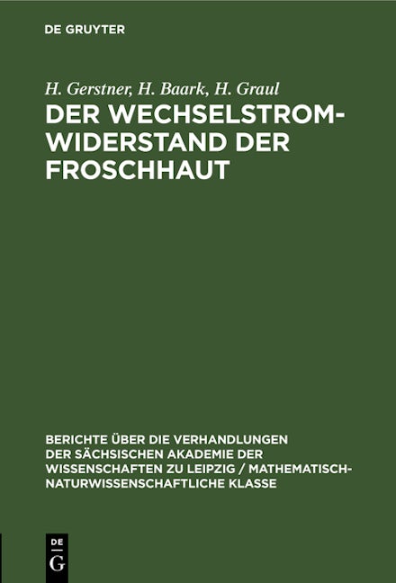 Der Wechselstromwiderstand der Froschhaut