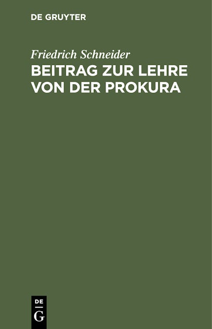 Beitrag zur Lehre von der Prokura