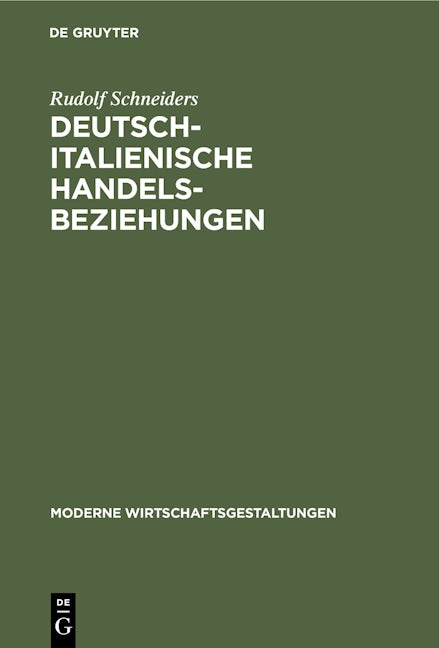Book cover image for Deutsch-italienische Handelsbeziehungen ISBN: 9783112509135