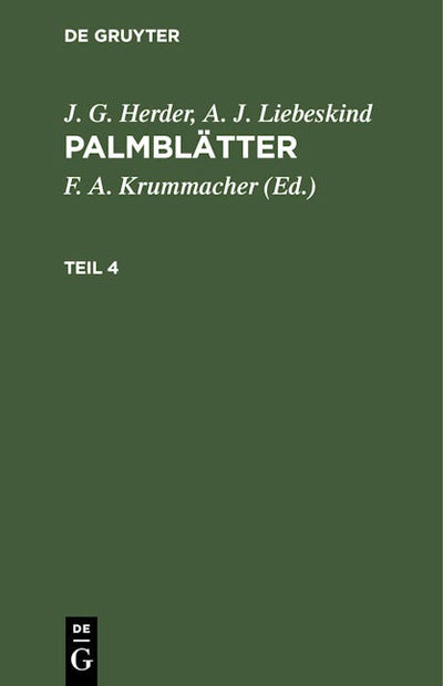 J. G. Herder; A. J. Liebeskind: Palmblätter. Teil 4