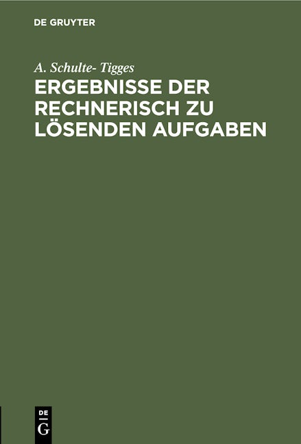 Ergebnisse der rechnerisch zu lösenden Aufgaben