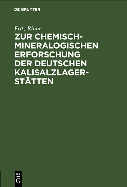 Zur chemisch-mineralogischen Erforschung der deutschen Kalisalzlagerstätten