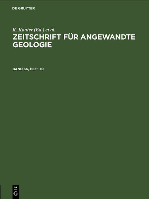 Zeitschrift für Angewandte Geologie. Band 36, Heft 10