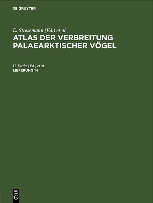 Atlas der Verbreitung palaearktischer Vögel. Lieferung 14