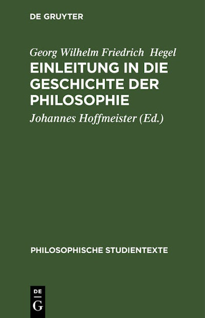 Einleitung in die Geschichte der Philosophie