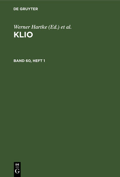 Klio. Band 60, Heft 1