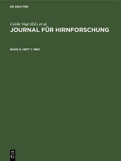 Journal für Hirnforschung. Band 5, Heft 1