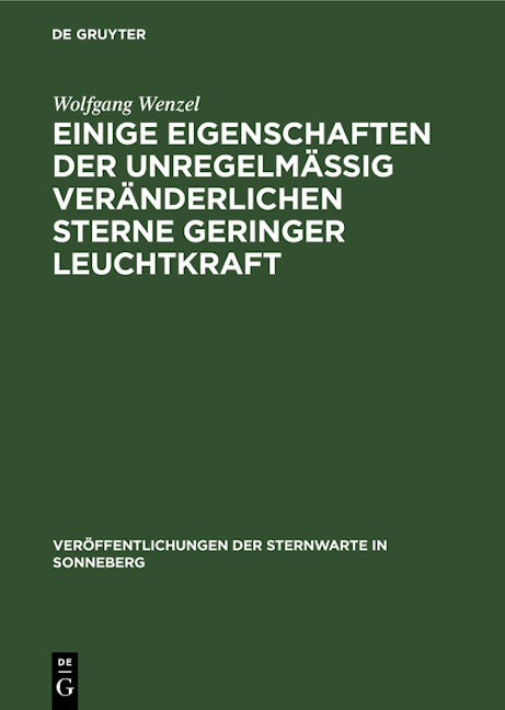 Einige Eigenschaften der unregelmäßig veränderlichen Sterne geringer Leuchtkraft