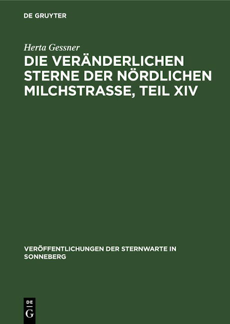 Die veränderlichen Sterne der nördlichen Milchstraße, Teil XIV
