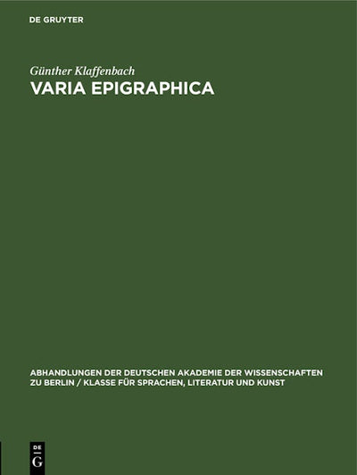 Varia Epigraphica