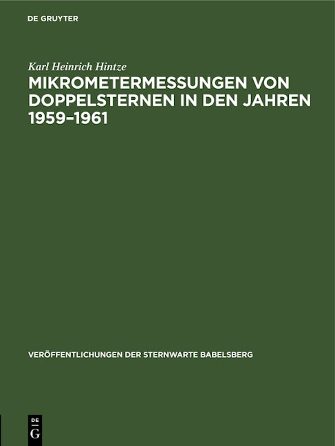 Mikrometermessungen von Doppelsternen in den Jahren 1959–1961