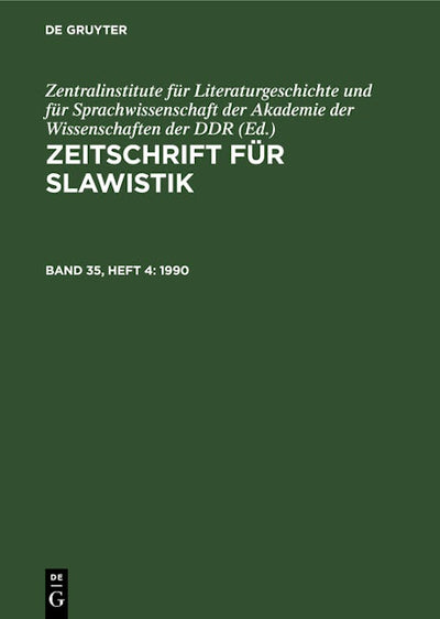 Zeitschrift für Slawistik. Band 35, Heft 4