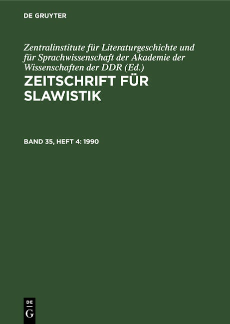 Zeitschrift für Slawistik. Band 35, Heft 4