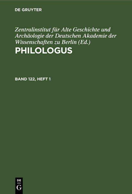 Philologus. Band 123, Heft 1