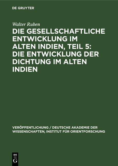 Die Entwicklung der Dichtung im Alten Indien