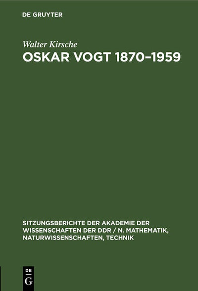 Oskar Vogt 1870–1959